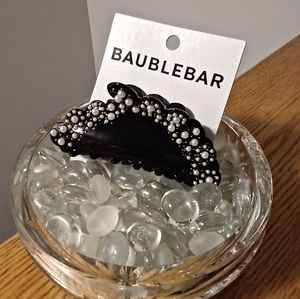 NWT BaubleBar Black with White Pearls Hair Claw Clip